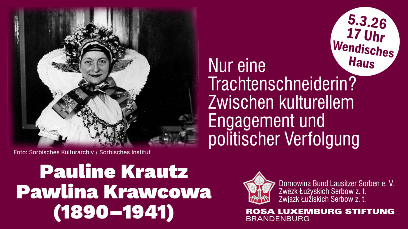 Sharepic zur Veranstaltung it den Veranstaltungsdaten und einem Foto von Pauline Krautz