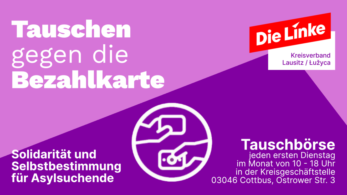 Sharepic "Tauschen gegen die Bezahlkarte"