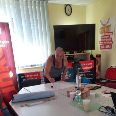 Neue Sichtwerbung an der Fensterfassade der Spremberg Linken seit 09.07.2026