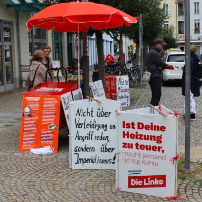 Infostand der Spremberger Linken am 23.07.2026, am Marktplatz