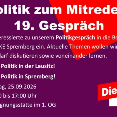 Poster: Einladung zum 19. Politikgespräch am 25.09.2026